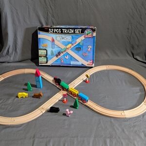 Wooden Magnetic Railway Train Set Complete Farm Themed Vtg 2005 Rail Road